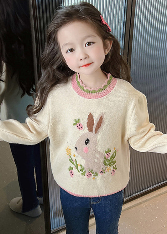 Classy Beige Print Ruffled Patchwork Cotton Knit Sweaters Winter Wl040
