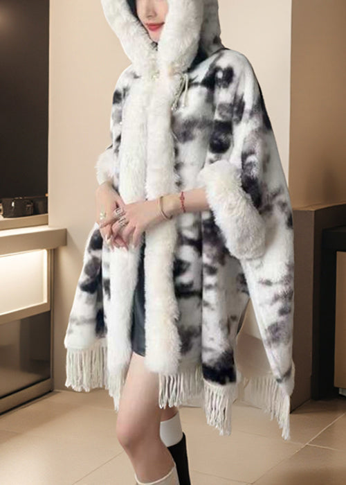 Classy Black Hooded Side Open Warm Fleece Coats Half Sleeve Rc003