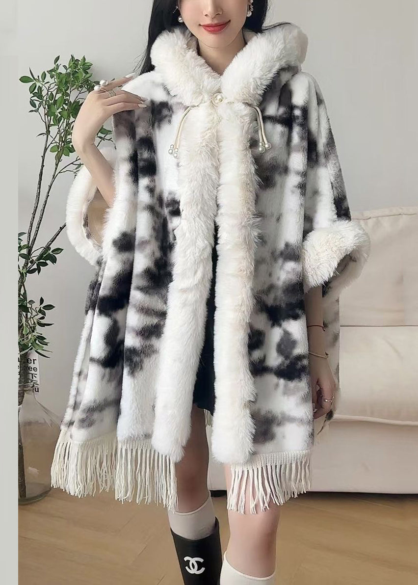 Classy Black Hooded Side Open Warm Fleece Coats Half Sleeve Rc003