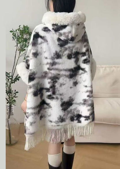 Classy Black Hooded Side Open Warm Fleece Coats Half Sleeve Rc003
