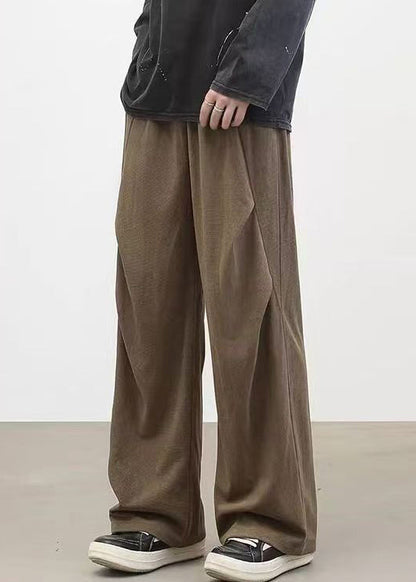 Classy Brown Cinched Warm Fleece Corduroy Pants Spring Rm041