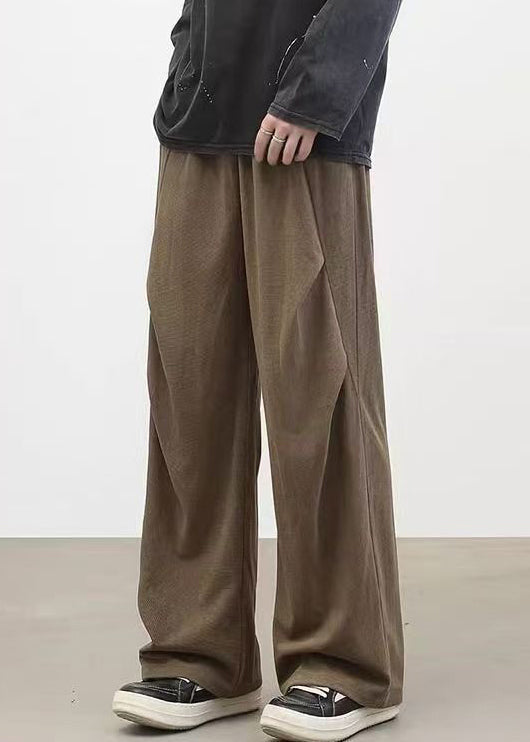 Classy Brown Cinched Warm Fleece Corduroy Pants Spring Rm041