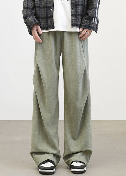Classy Brown Cinched Warm Fleece Corduroy Pants Spring Rm041