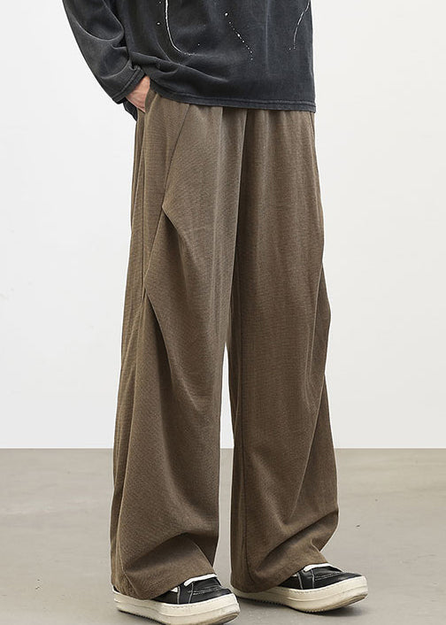 Classy Brown Cinched Warm Fleece Corduroy Pants Spring Rm041