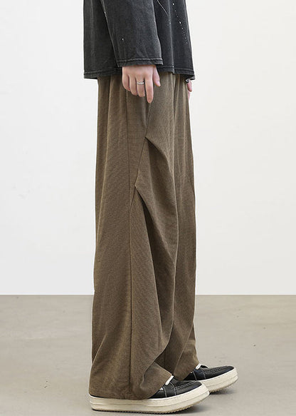 Classy Brown Cinched Warm Fleece Corduroy Pants Spring Rm041