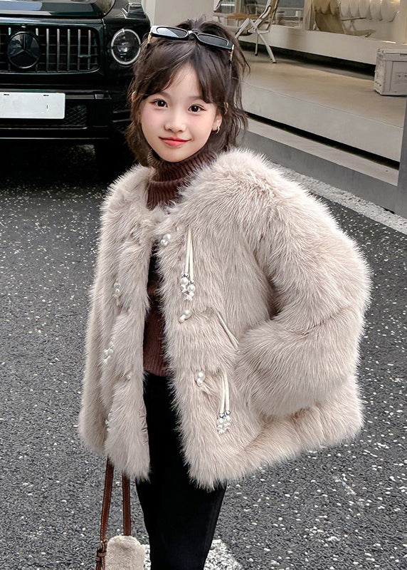 Classy Camel Button Tassel Thick Mink Velvet Coats Wintertg024