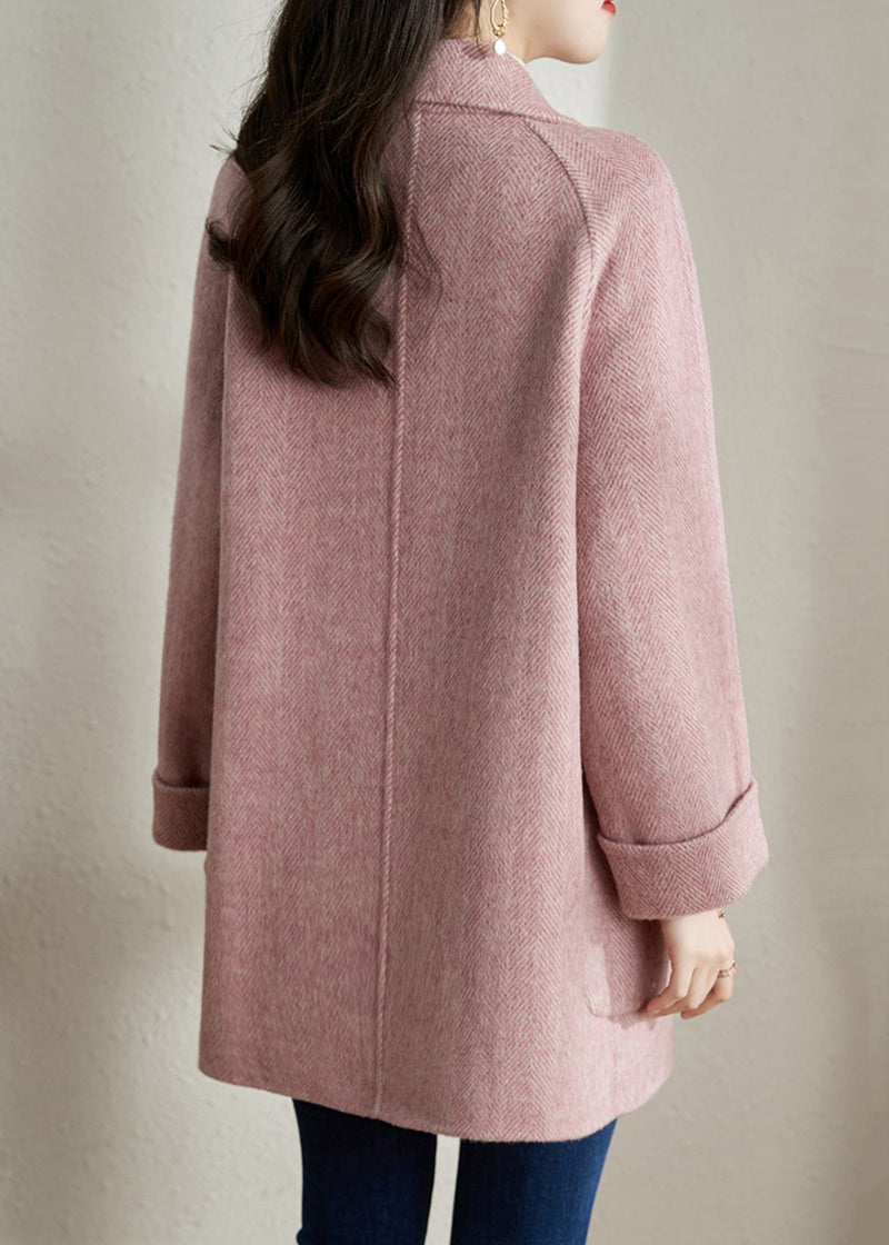 Classy Camel Peter Pan Collar Pockets Woolen Coats Spring Te042