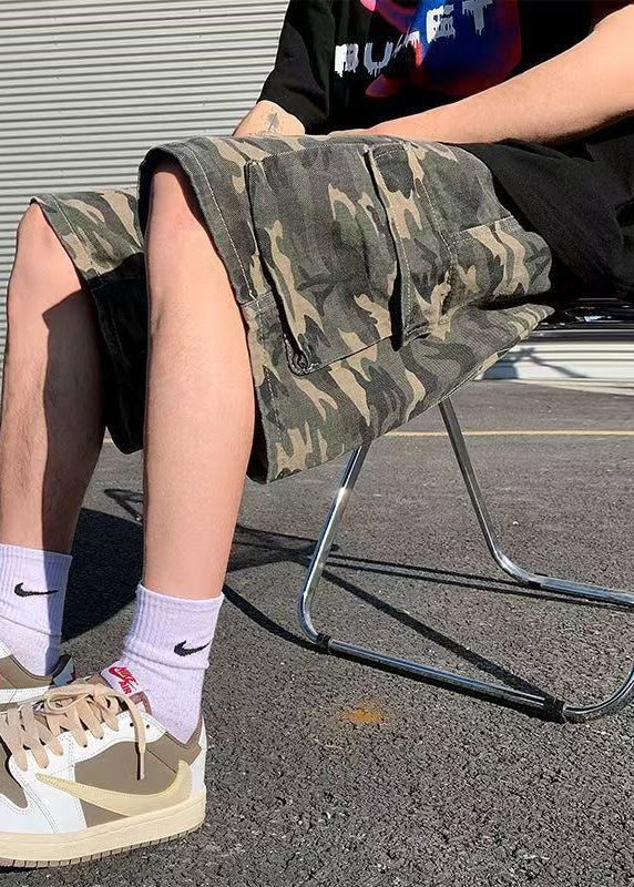 Shorts Pockets Drawstring Cotton Classy Camouflage Summer