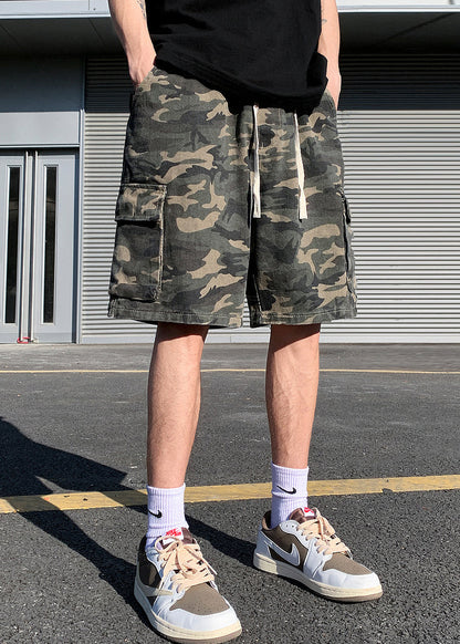 Shorts Pockets Drawstring Cotton Classy Camouflage Summer