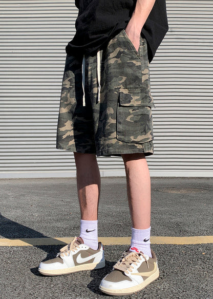 Shorts Pockets Drawstring Cotton Classy Camouflage Summer
