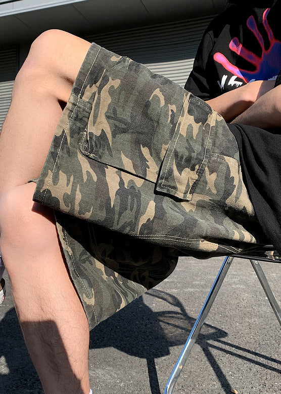 Shorts Pockets Drawstring Cotton Classy Camouflage Summer
