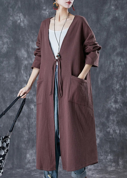 Chinese Button Linen Long Cardigan Spring