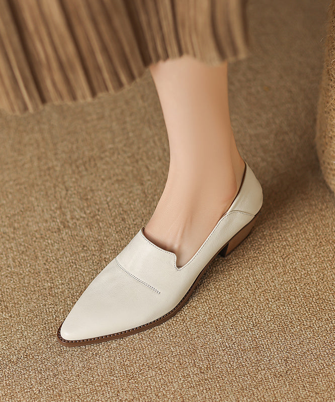 Classy Chunky Loafer Shoes Brown Sheepskin Pointed Toe Ap1011
