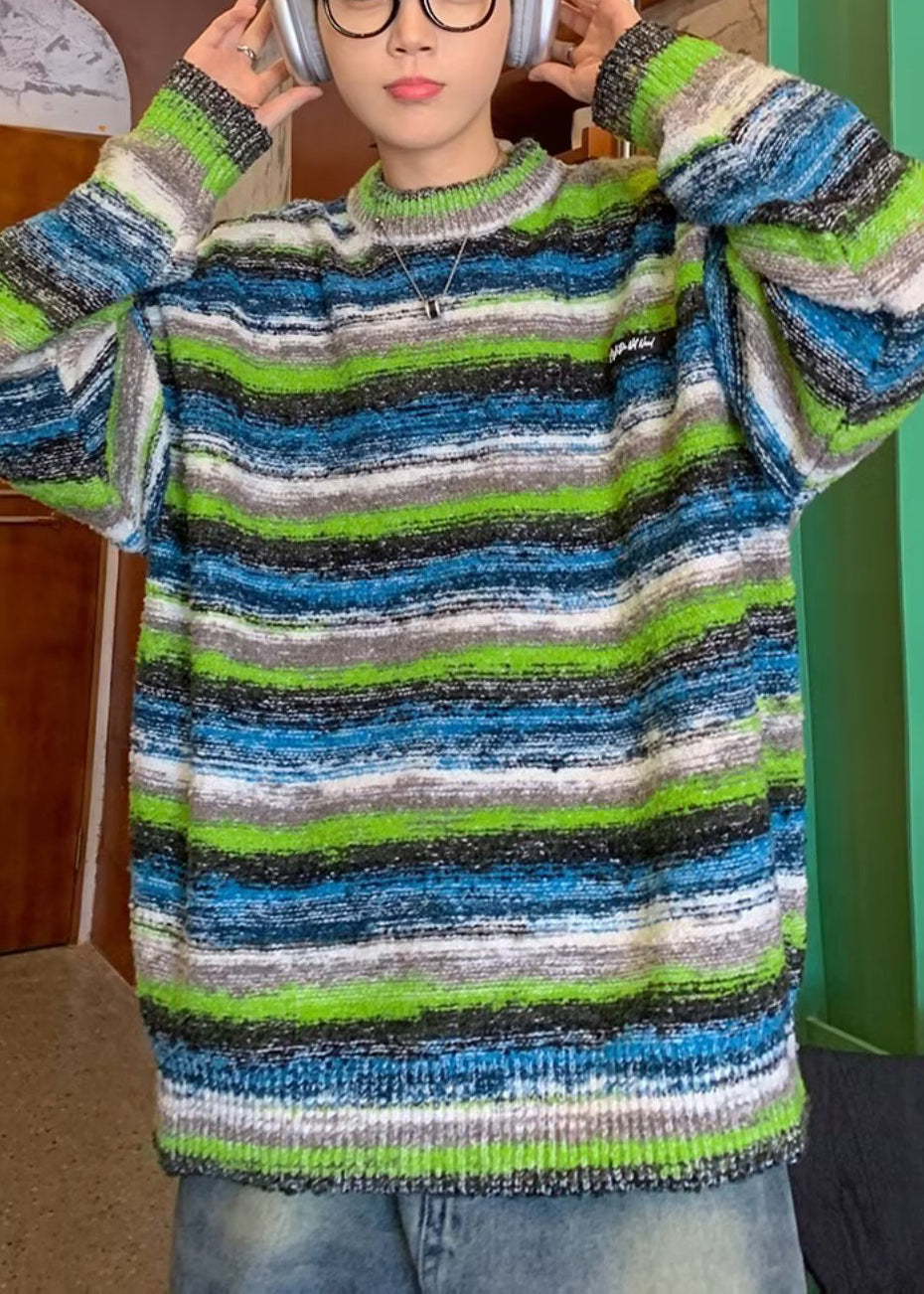 Classy Coffee Striped Cozy Knit Sweaters Fall Qh016