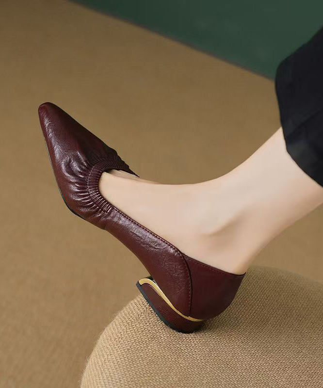 Classy Flat Shoes for Black Cowhide Leather Pointed Toe Ap1024