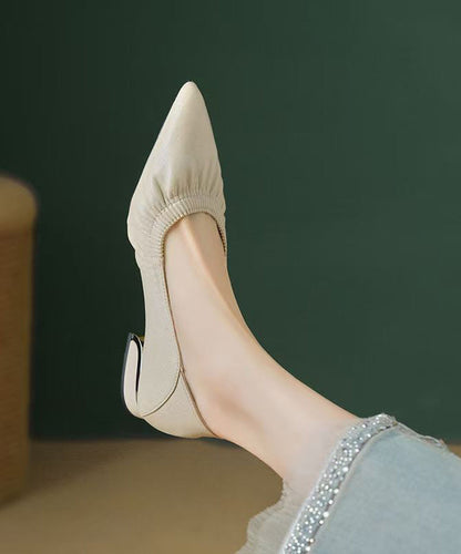Classy Flat Shoes for Black Cowhide Leather Pointed Toe Ap1024