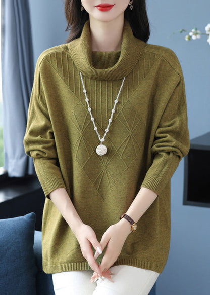 Classy Green Hign Neck Thick Woolen Sweaters Winter Rl030