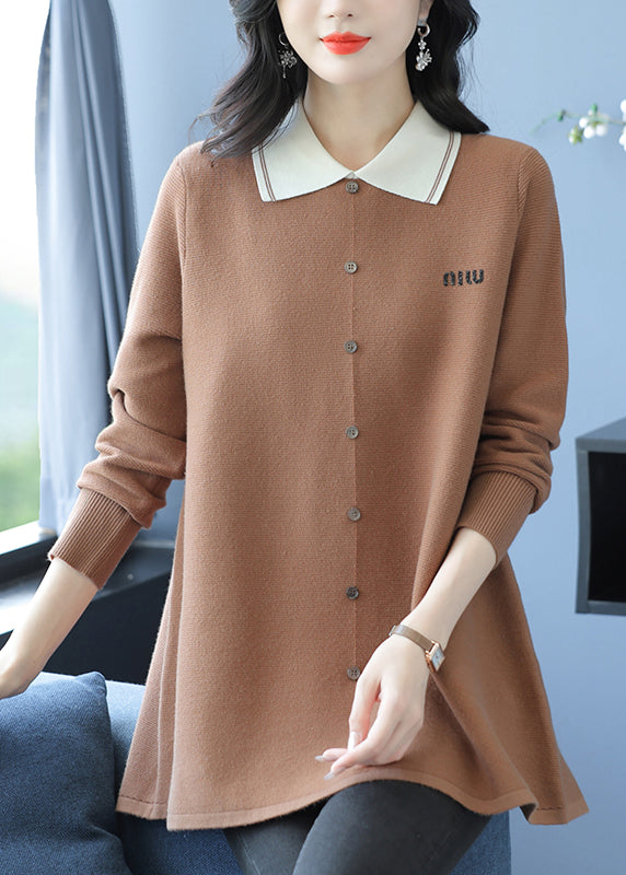 Classy Green Peter Pan Collar Patchwork Woolen Sweaters Winter Rl034