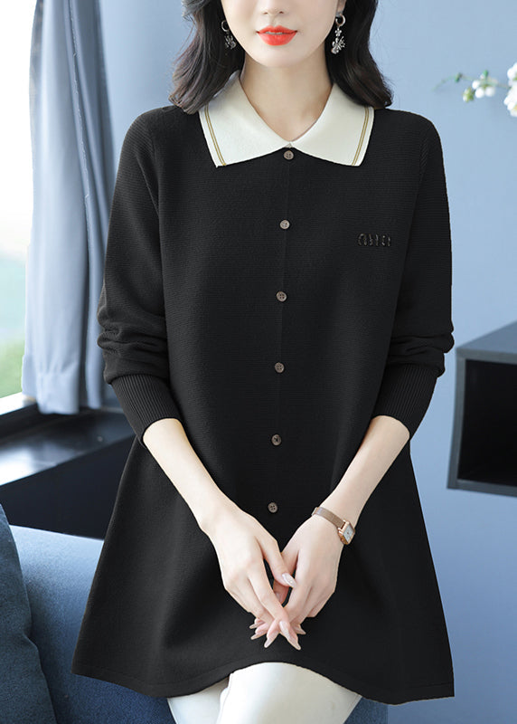 Classy Green Peter Pan Collar Patchwork Woolen Sweaters Winter Rl034