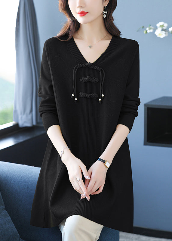 Classy Green V Neck Print Woolen Long Sweater Winter Rl015