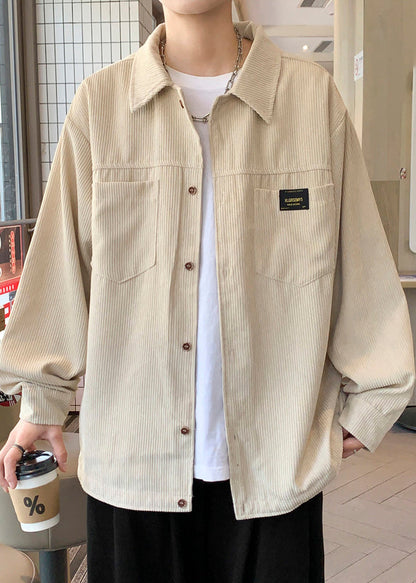 Grey Button Coats Coat Oversized Pockets Classy Corduroy