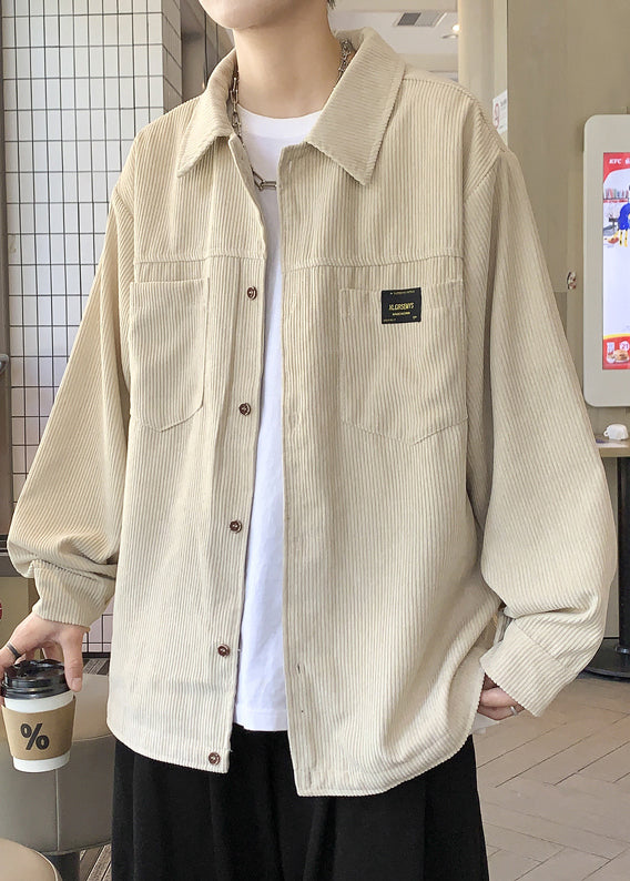 Grey Button Coats Coat Oversized Pockets Classy Corduroy