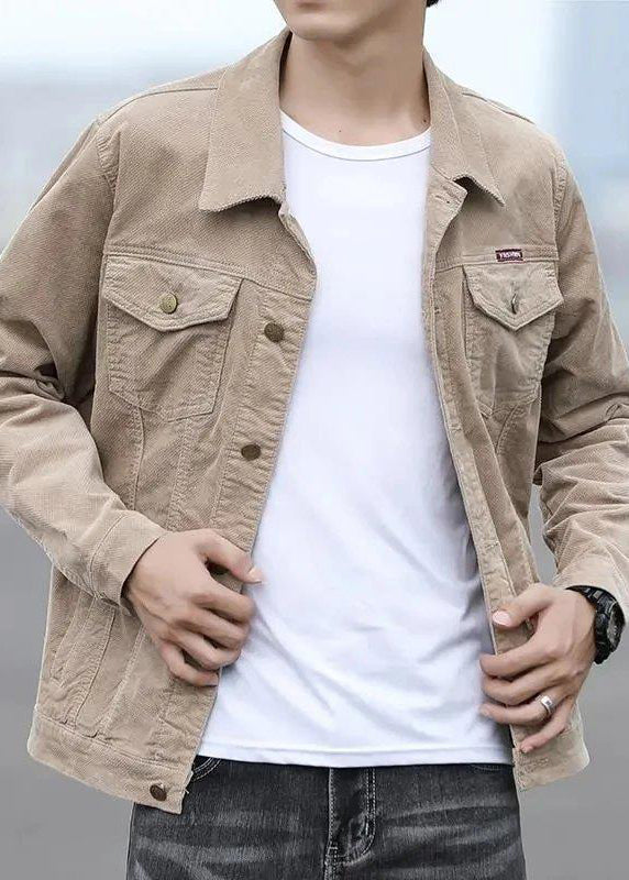 Coats Button Classy Corduroy Spring Peter Collar Pan Khaki