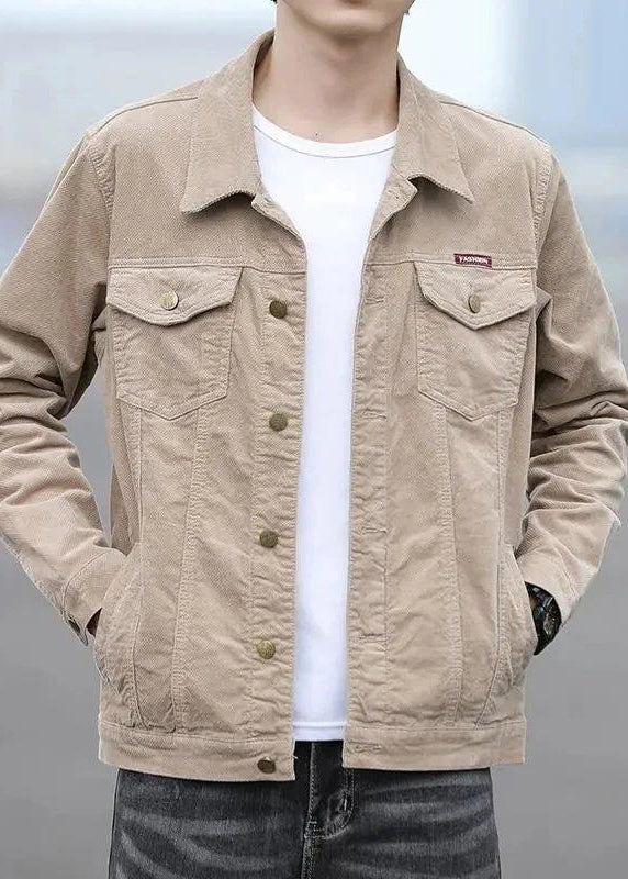 Coats Button Classy Corduroy Spring Peter Collar Pan Khaki