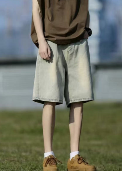Classy Mud Yellow Pockets High Waist Denim Shorts Summer Yl012