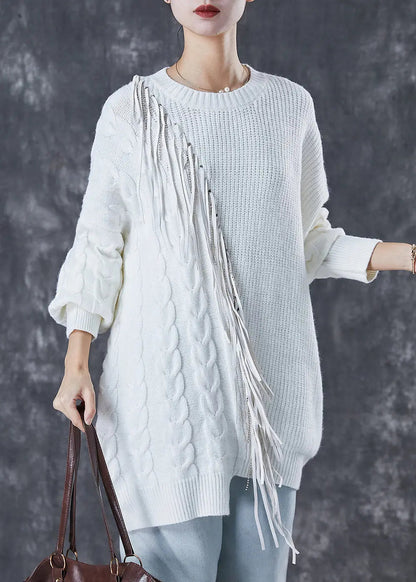 Tasseled Knit Knit Sweater Dress Winter