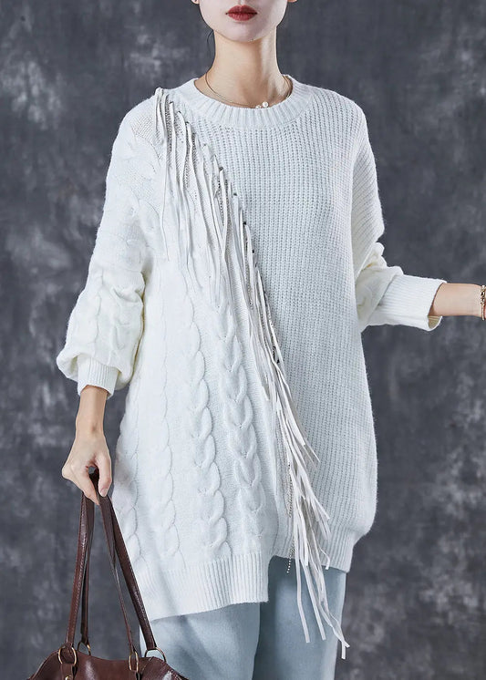 Tasseled Knit Knit Sweater Dress Winter