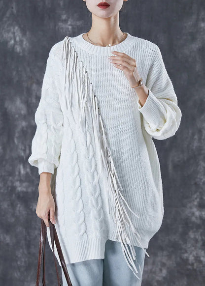 Tasseled Knit Knit Sweater Dress Winter