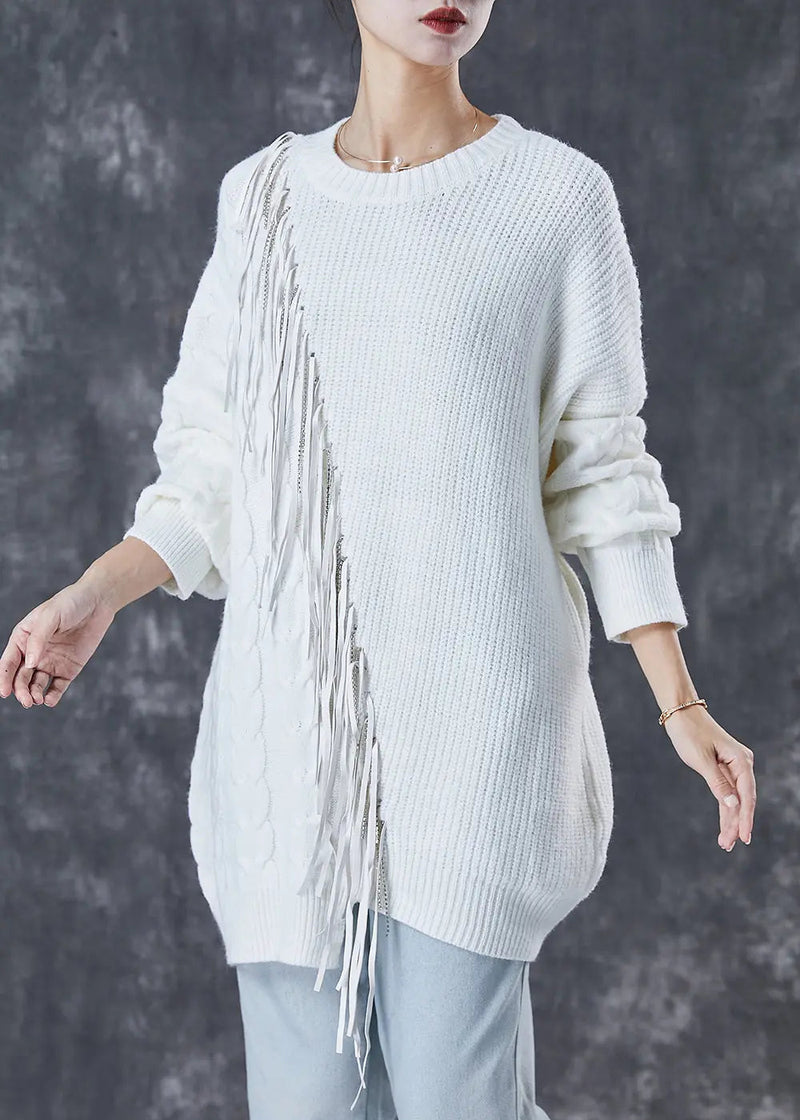 Tasseled Knit Knit Sweater Dress Winter