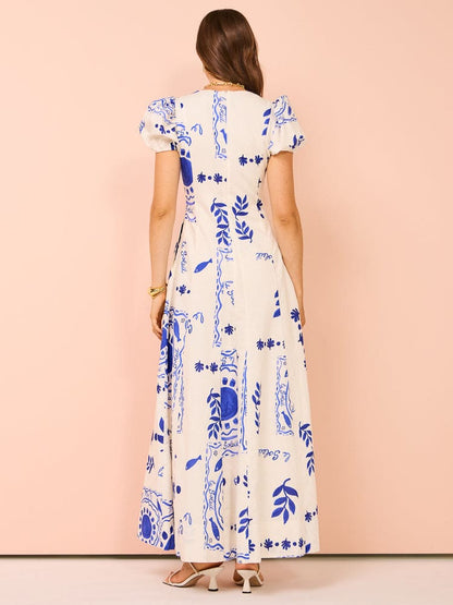 Wave V-neck Maxi Dress
