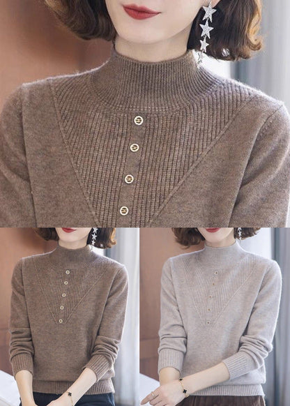 Coffee Cozy Knit Wool Knit Sweaters Turtleneck Spring Tb004