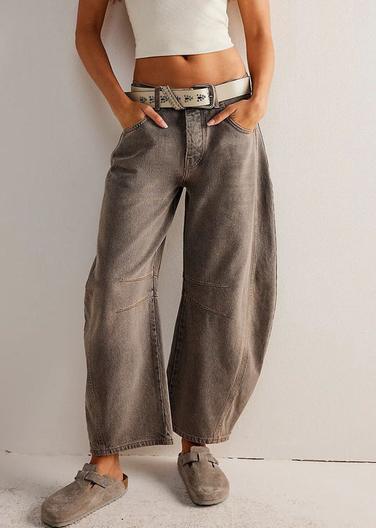 Original Denim Crop Waist Design Summer Pants High Coffee