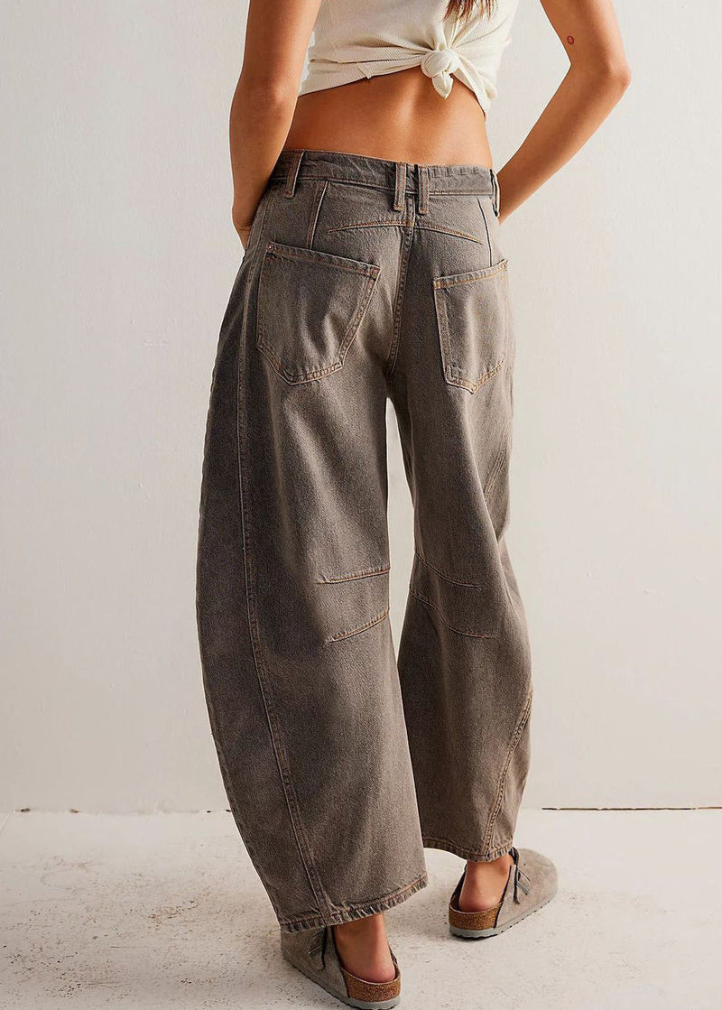 Original Denim Crop Waist Design Summer Pants High Coffee