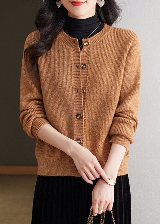 Coffee Cozy Knit Fall Cardigans O Neck Qs002