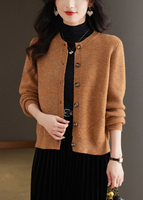 Coffee Cozy Knit Fall Cardigans O Neck Qs002
