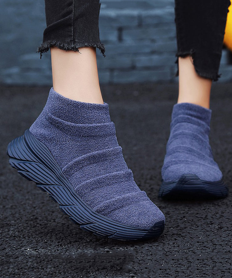 Coffee Splicing Platform Breathable Soft Flat Shoes Te005