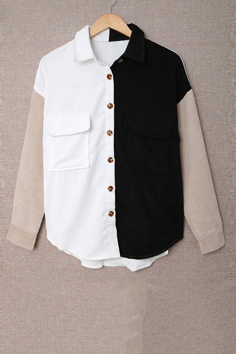 Colorblock Patchwork Single-breasted Blouse