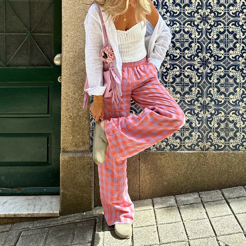 Plaid High Waist Loose Aesthetic Pant