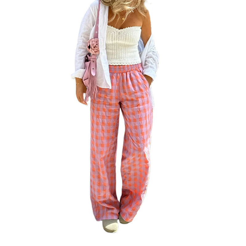 Plaid High Waist Loose Aesthetic Pant