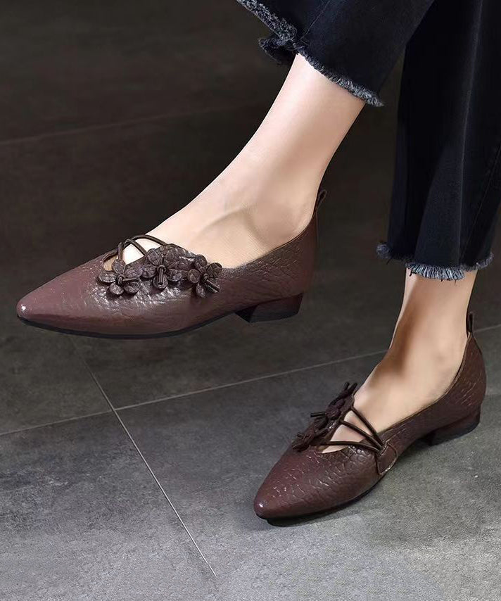 Comfortable Pointed Toe Flats Shoes Black Sheepskin Cz1038