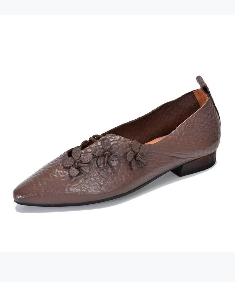 Comfortable Pointed Toe Flats Shoes Black Sheepskin Cz1038