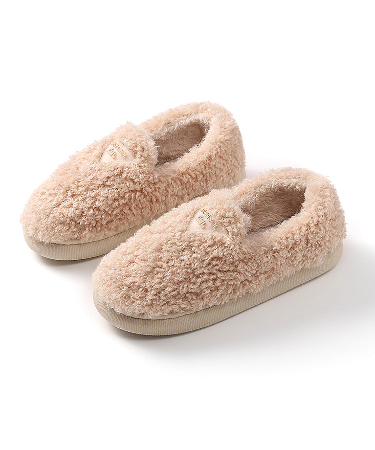Comfortable Soft Pink Faux Fur Flat Shoes Tp004
