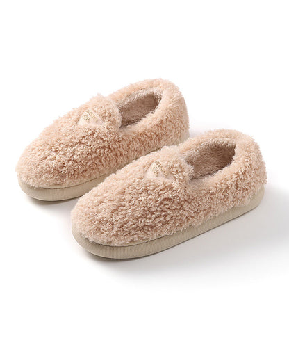 Comfortable Soft Pink Faux Fur Flat Shoes Tp004