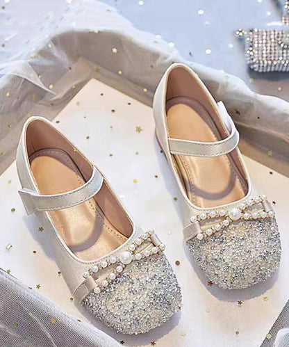 Flat Zircon Shoes Apricot Feet Comfy Buckle Strap