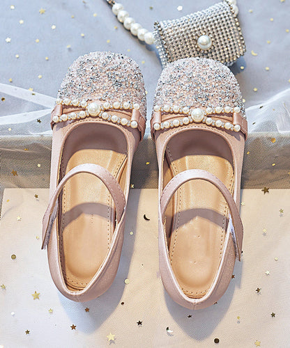 Flat Zircon Shoes Apricot Feet Comfy Buckle Strap