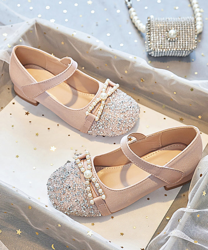 Flat Zircon Shoes Apricot Feet Comfy Buckle Strap